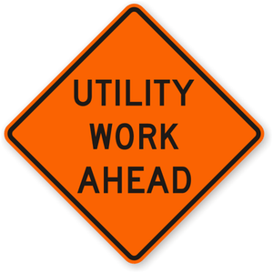 Safety Flag Co. 48" Roll Up Sign with Rib - Utility Work Ahead Safety Flag Co. 48" Roll Up Sign with Rib - Utility Work Ahead