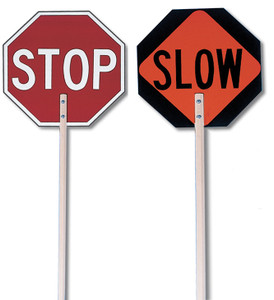 Safety Flag Co. ST-SL18-OCT 18" HardBoard Stop/Slow Sign with Short Handle Safety Flag Co. ST-SL18-OCT 18" HardBoard Stop/Slow Sign with Short Handle