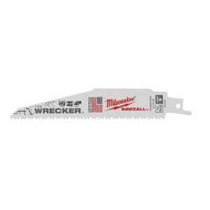 Milwaukee 48-00-5701 6-Inch 8 TPI The Wrecker Super Sawzall Blades (5-Pack) Milwaukee 48-00-5701 6-Inch 8 TPI The Wrecker Super Sawzall Blades (5-Pack)