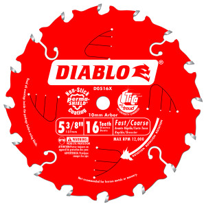Diablo D0516X 5-3/8" x 10mm x 16T Framing Blade