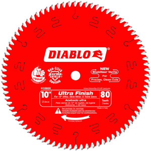 Diablo D1080X 10" x 80T Ultra Finish Blade - Wood/Melamine Diablo D1080X 10" x 80T Ultra Finish Blade - Wood/Melamine