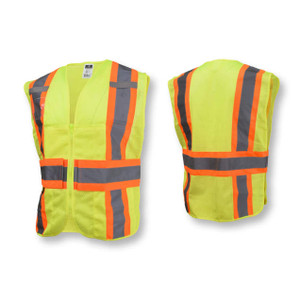 Radians SV23-2ZGM-M/L Class 2 Mesh Safety Vest - Lime with Silver and Orange Stripe - M/L Radians SV23-2ZGM-M/L Class 2 Mesh Safety Vest - Lime with Silver and Orange Stripe - M/L