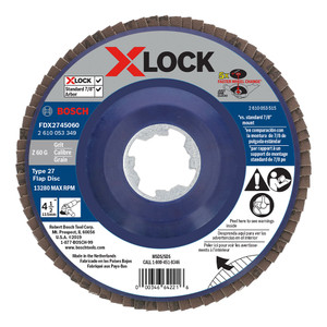 Bosch FDX2745060 4-1/2-Inch X-LOCK Arbor Type 27 60 Grit Flap Disc