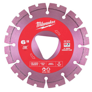 Milwaukee 49-93-7261 Purple 6-Inch x .100-Inch Diamond Blade for Green Concrete - Hard Aggregate