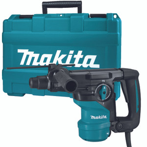 Makita 1‑3/16'' SDS‑PLUS Rotary Hammer (L‑Shape ) blue with hard case and corded hammer.