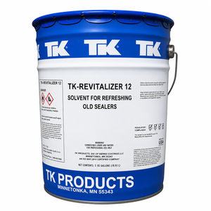 TK Products TK-Revitalizer 12, a 5-gallon pail of solvent for refreshing old concrete sealers, shown against a white background.