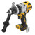 Close-up angled view of DEWALT DCD1007B 20V MAX XR brushless hammer drill with 1/2-inch metal chuck and side handle.