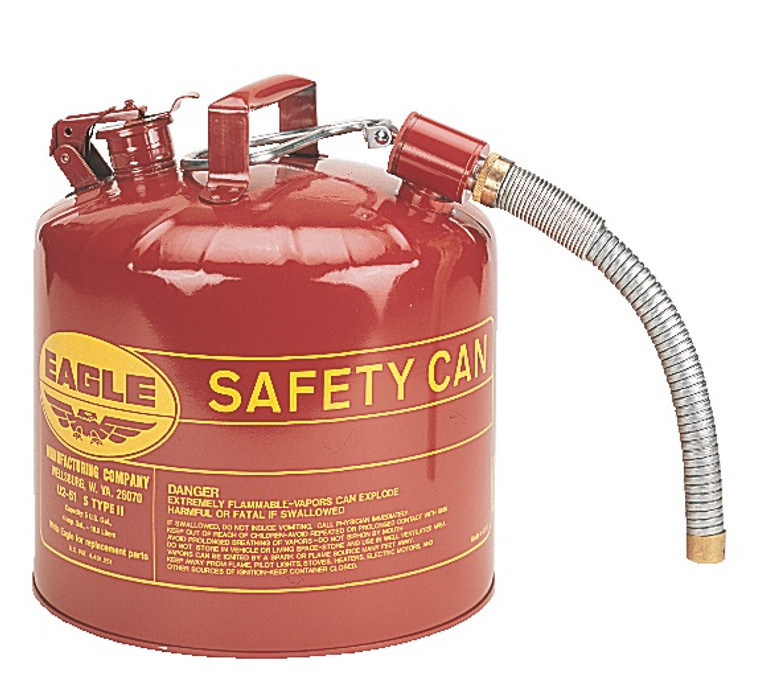 Eagle Mfg. U251S 5 Gallon Red Type II Safety Can - Metal Flexible Spout