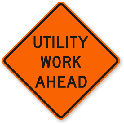 Safety Flag Co. 48" Roll Up Sign with Rib - Utility Work Ahead