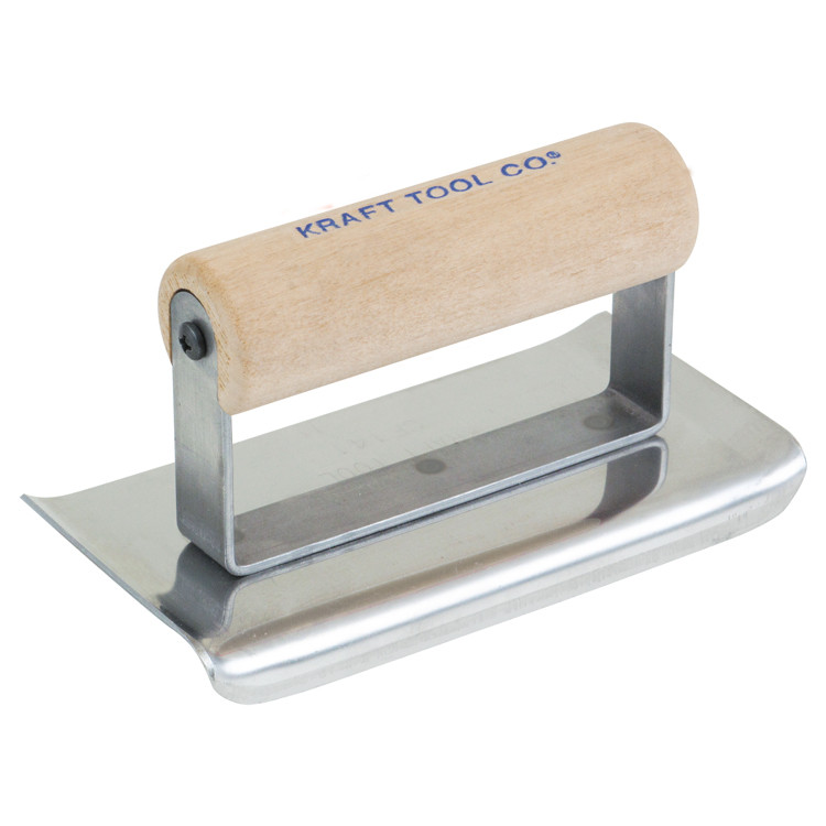 Kraft Tool CF141 6" x 3", 1/4" Radius Curved End Edger with Wood Handle