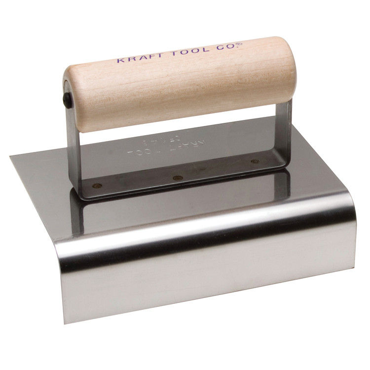 Kraft Tool CF147 6" x 4", 3/4" Radius Outside Curb and Sidewalk Tool with Wood Handle
