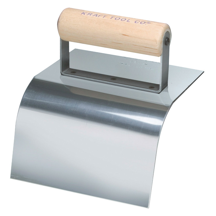 Kraft Tool CF193 6" x 5", 2" Radius Curb Tool with Wood Handle