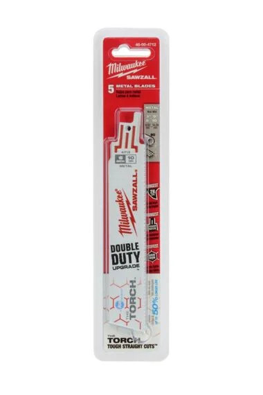 Milwaukee 48-00-4712 6-Inch 10 TPI Ice Hardened The Torch Sawzall Blades (5-Pack)