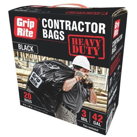 Grip Rite GRHDCBAG20 42 Gallon Heavy Duty Contractor Garbage Bags (20 per Box)