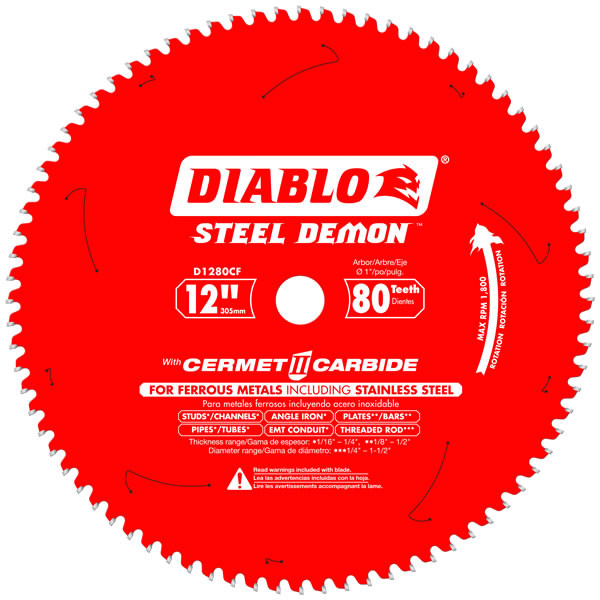Diablo D1280CF 12" x 1" x 80T Steel Demon Blade