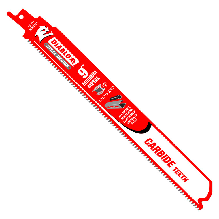 Diablo DS0910CF3 9" Carbide Reciprocating Blades for Medium Metal Cutting (3-Pack)
