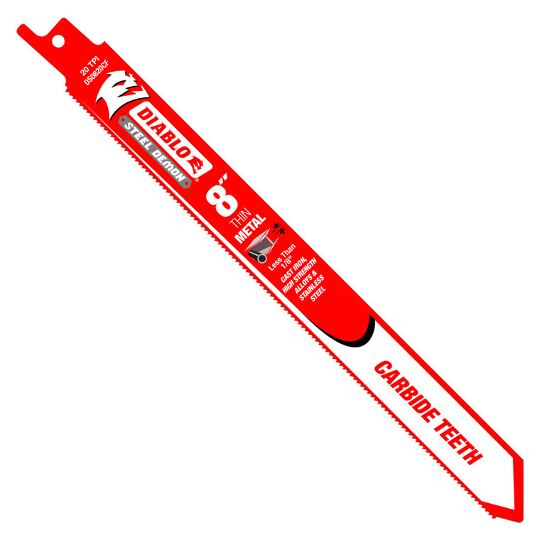 Diablo DS0820CF 8" Carbide Strip Steel Demon Reciprocating Blades
