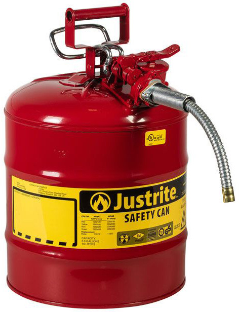 Justrite 7250120 5-Gallon Red Type II Gas Can