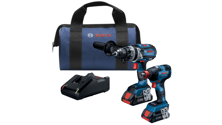 Bosch GXL18V-226B25 18V 2-Tool Combo Kit with Connected-Ready Freak 1/4-Inch and 1/2-Inch Two-In-One Bit/Socket Impact Driver