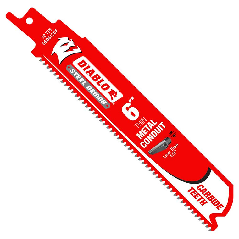 Diablo DS0612CF3 6-Inch 12 TPI Steel Demon Carbide Teeth Reciprocating Saw Blades for Thin Metal Conduit - 3 Pack
