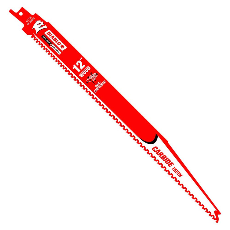 Diablo DS1206CWS10 12-Inch 5/7 TPI Demo Demon Carbide Teeth Reciprocating Saw Blades for Nail-Embedded Wood - 10 Pack