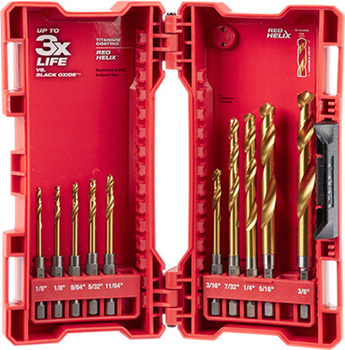 Milwaukee 48-89-4633 10-Piece SHOCKWAVE RED HELIX Titanium Drill