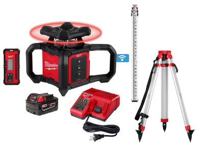Milwaukee 3701-21T M18 Red Exterior Rotary Laser Level Kit with