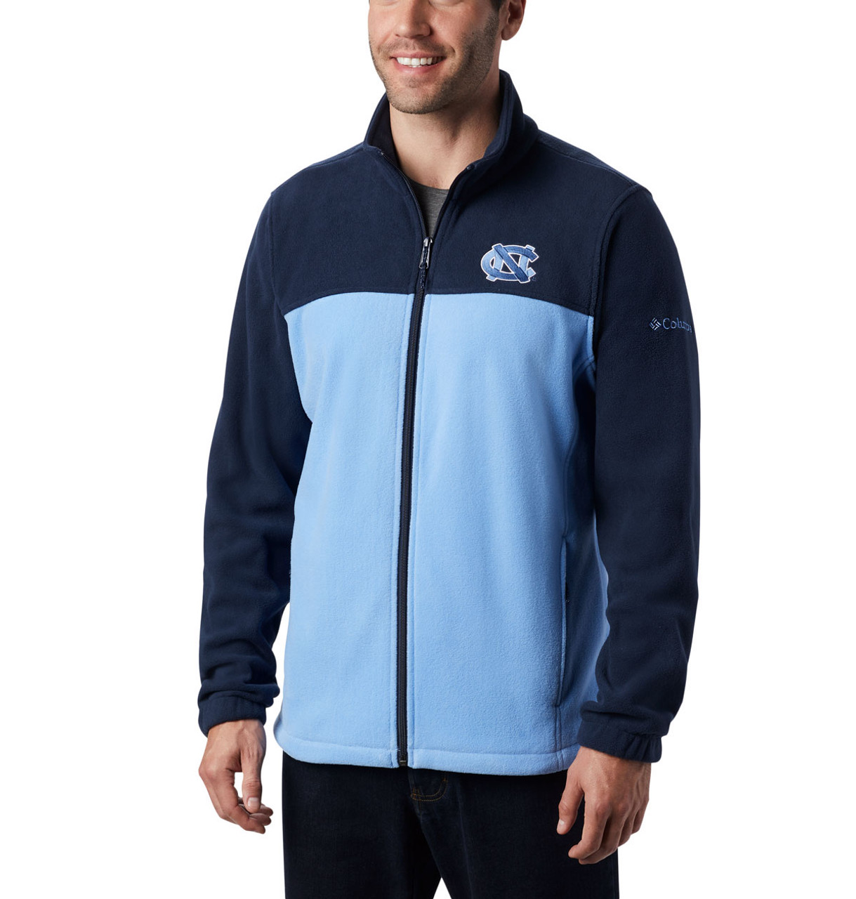 navy blue columbia fleece jacket