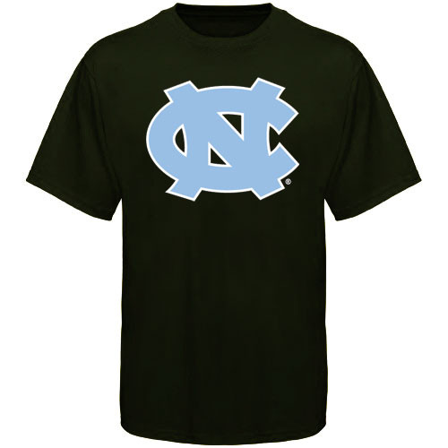 Black short sleeve tee shirt with a big interlocking NC on the front.