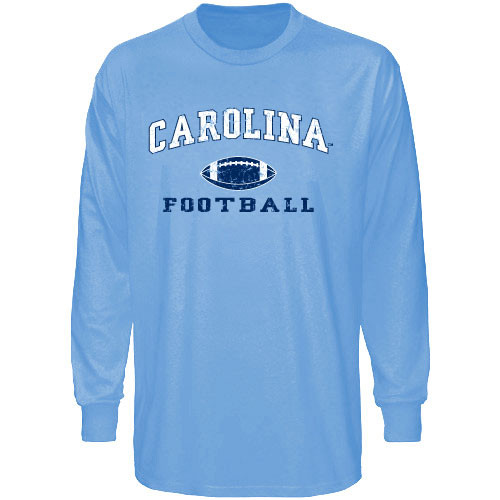 Carolina Blue Long Sleeve Faded Football Tee-