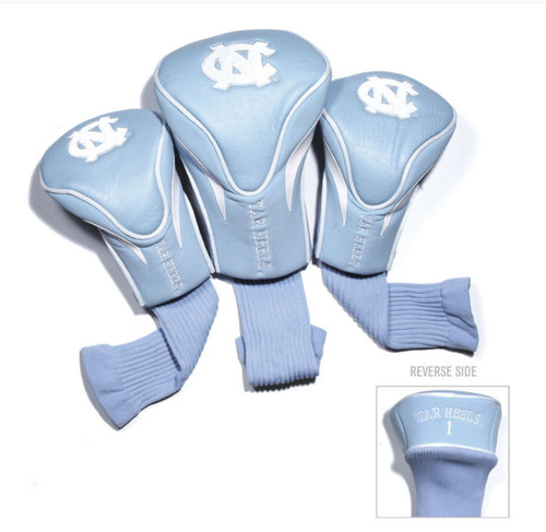 3 Carolina headcovers - Carolina Blue head cover with interlocking NC and lettering Tar Heels.