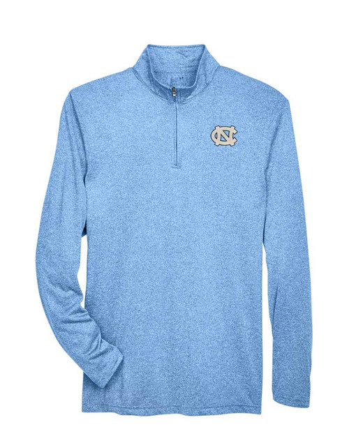 Carolina Dry Heathered Quarter Zip - Carolina Blue Heather with interlocking NC