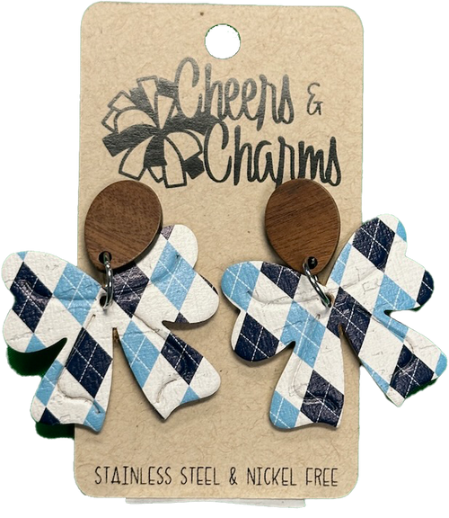 Cheers & Charms Argyle Bow Earrings
