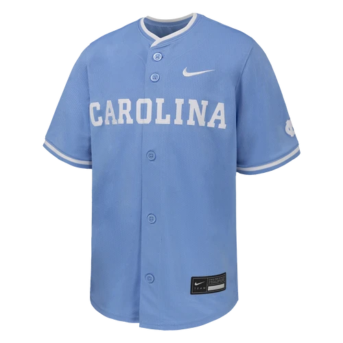 YOUTH Nike UNC Button Baseball Jersey- Block Carolina