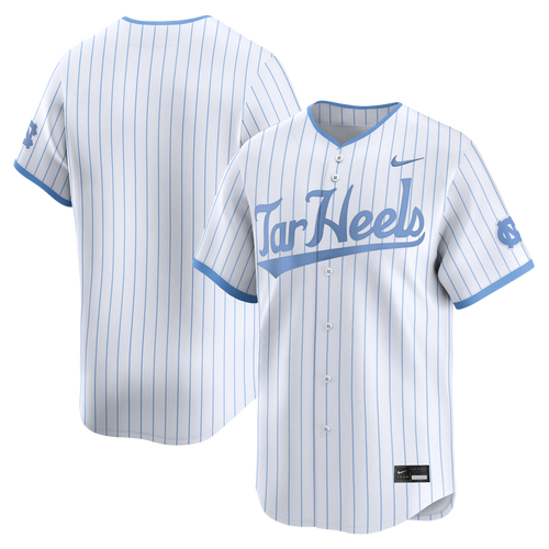 Nike Script Tar Heels Pinstripe Baseball Jersey- White