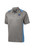 Color Block Performance Polo - Gray and Carolina Blue