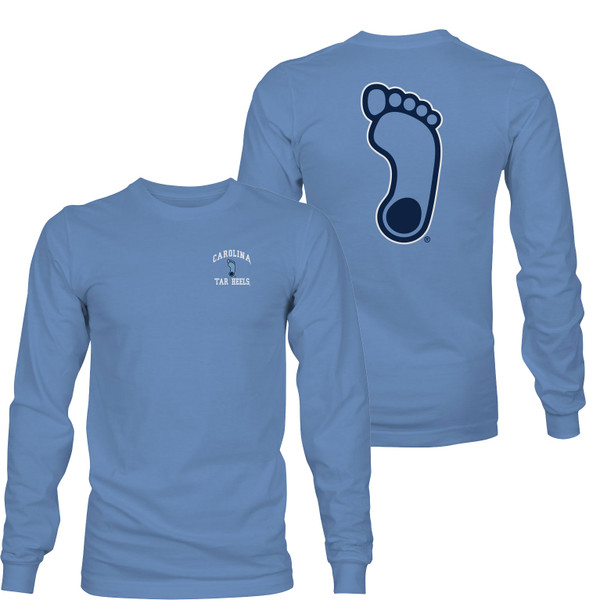 Tar Heel Foot LONG SLEEVE Tee Shirt - Carolina Blue