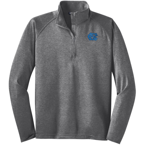 Gray 1/4 zip fleece with embroidered NC left chest.