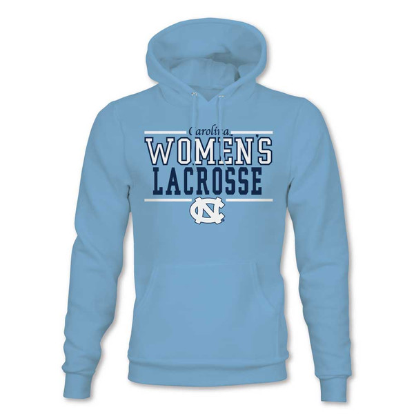 Big block Carolina and Women's Lacrosse in between 2 lines with an interlock NC below.