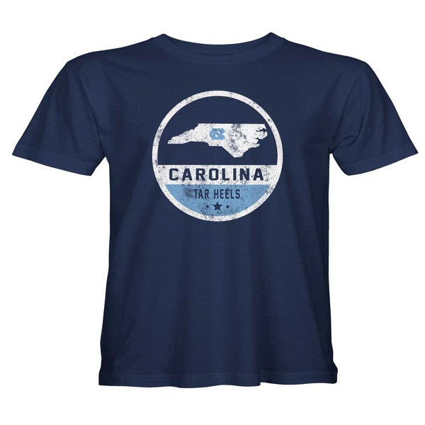 YOUTH Faded Round State of North Carolina Label Tee - Navy