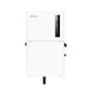 Front view of Solis hybrid solar inverter in white wall-mounted enclosure with digital display