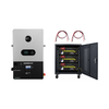 EG4 12000XP inverter with three EG4 LifePower4 48V lithium batteries housed in a rolling battery rack, with battery cables included.