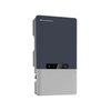 LG Energy Solution wall-mounted solar inverter shown at a slight angle, dark gray top with light gray bottom panel.