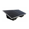 Ground-mount solar panel installed on a black plastic solar mounting tray, shown on a white background.