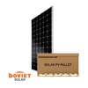 Pallet of Boviet 385W monocrystalline solar panel with black cells and silver frame 