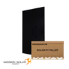 Front-facing pallet of 30 Mission Solar  all-black high-efficiency solar panels with domestic content