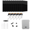 10 panels at top of page with 5 Duracell microinverters underneath and all remaining kit components at bottom of page