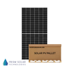 Tilted left-facing view of the Pallet Prism Monofacial Solar Panel on a white background.