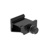 Black Top Rack Rail Holder with a mounting bolt for securing solar rails to roof mounting brackets.