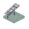 illustration of a two-post solar ground mount system supporting four solar panels on a galvanized steel frame